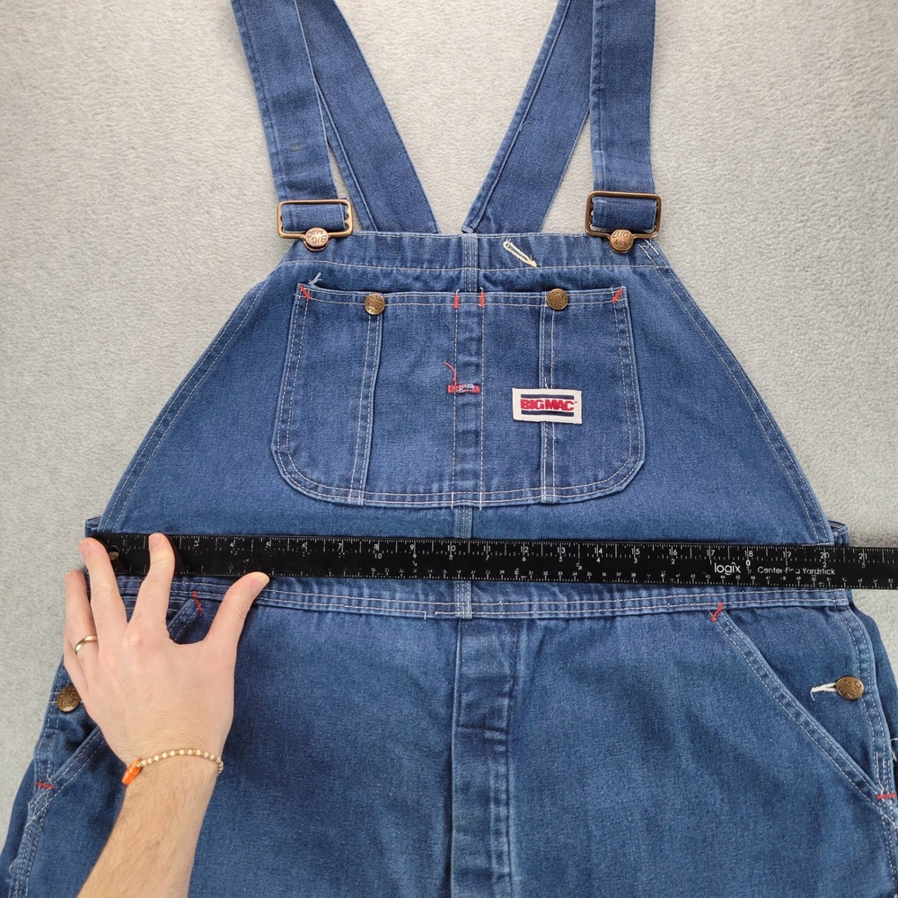 Big Mac VTG‎ Mens Denim Bib Overalls Blue Made in USA W42 L30 Carpenter Utility - Picture 3 of 16